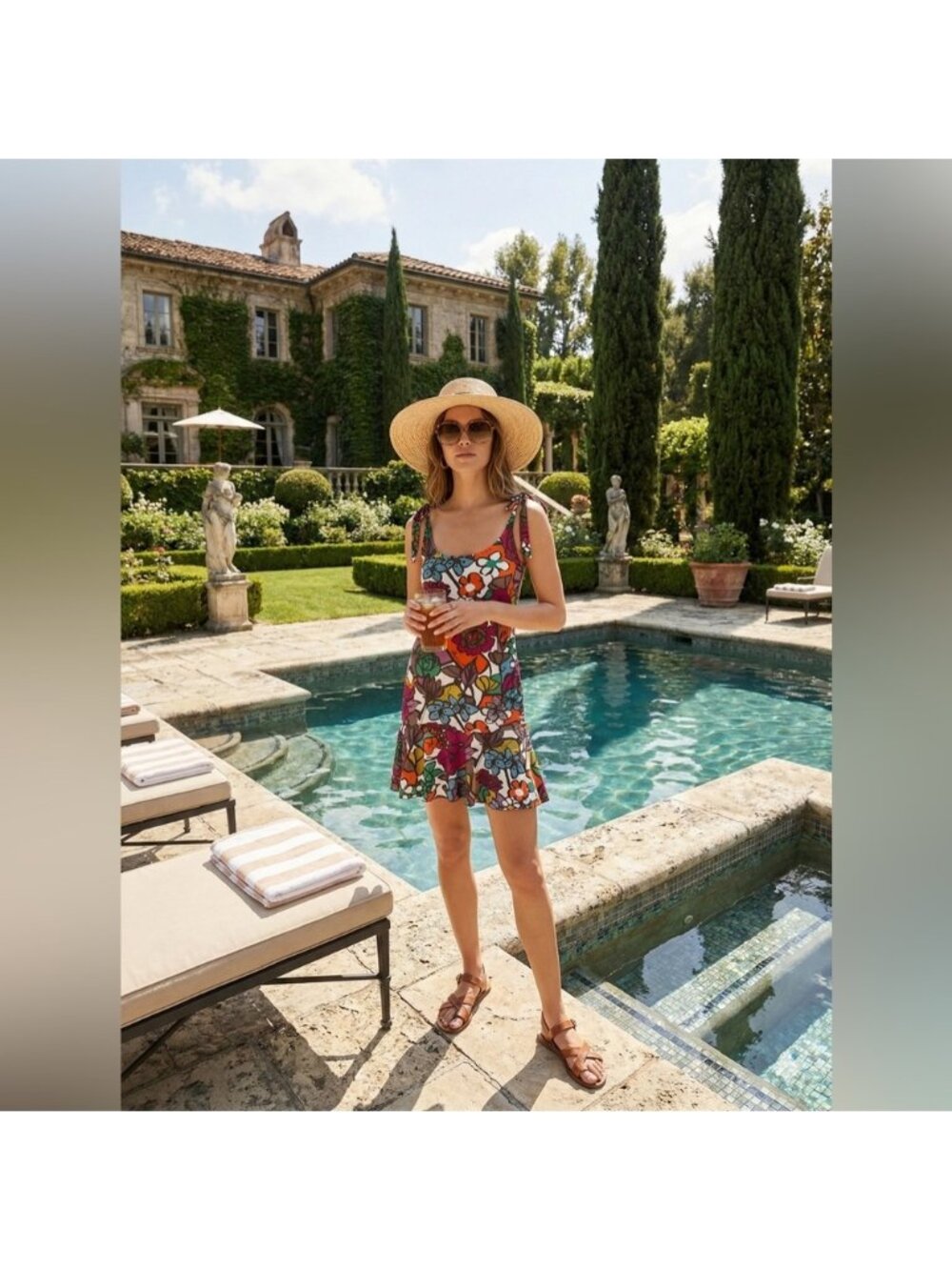 Blumarine beachwear Floral Multicolor Sleeveless beach cover up DressEuc